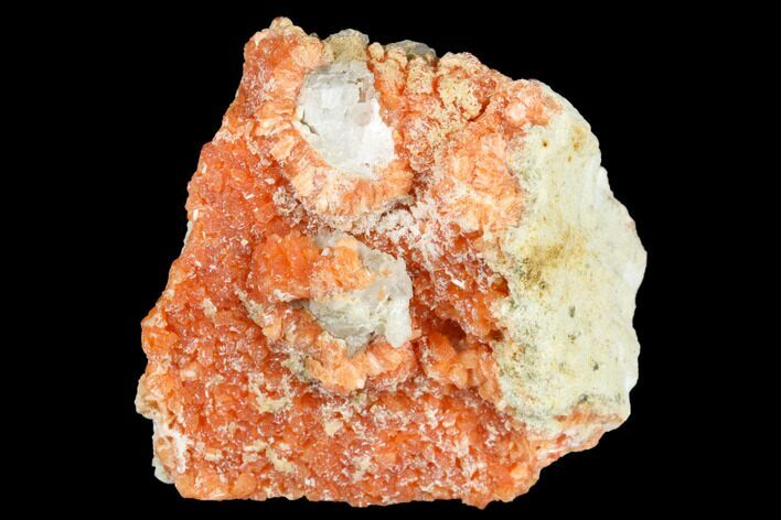 Red-Orange Stilbite Crystal Cluster on Calcite - Peru #173299